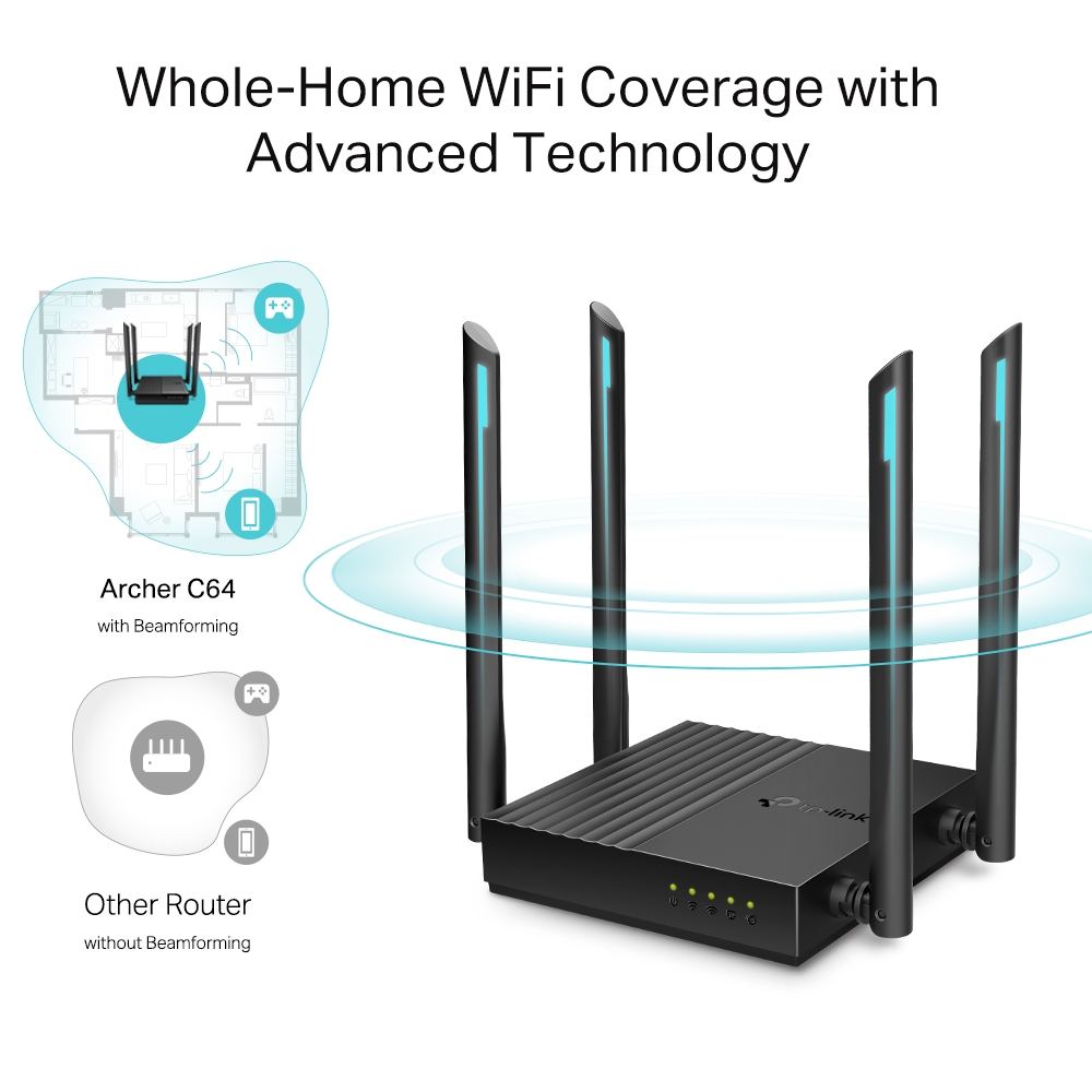 TP‑Link Archer C64 AC1200 MU‑MIMO Wi‑Fi Router - Image 4